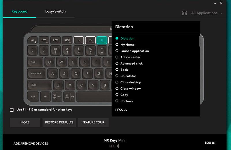 Logitech option App - Keyboard Logitech MX Keys Mini Review