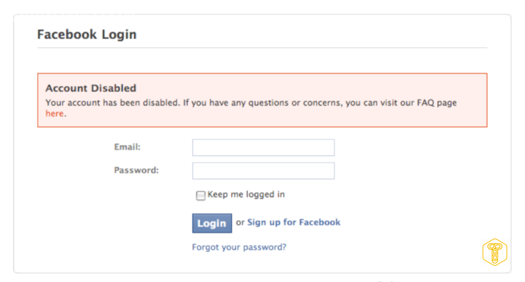 Facebook account blocked