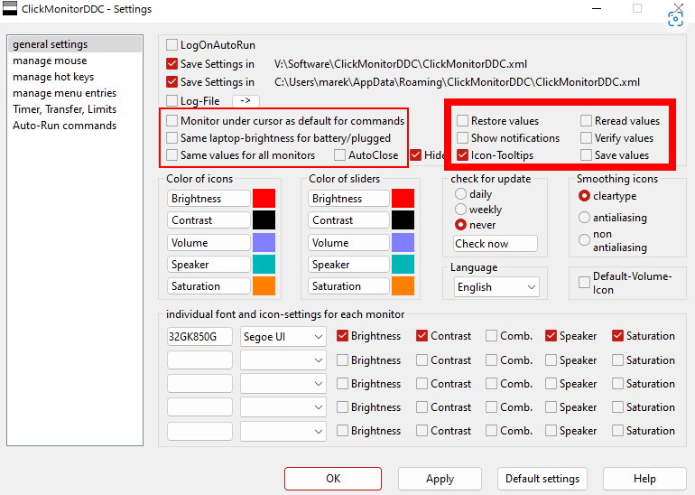 clickmonitorddc settings general settings