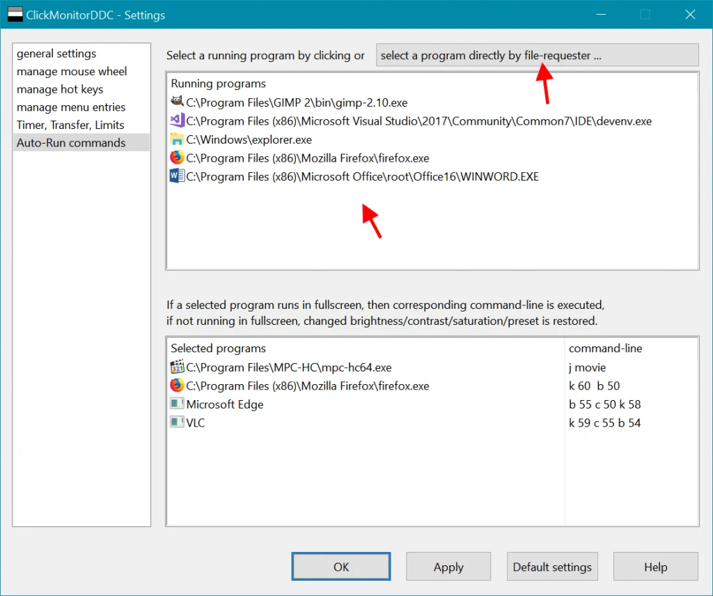 clickmonitorddc automation settings