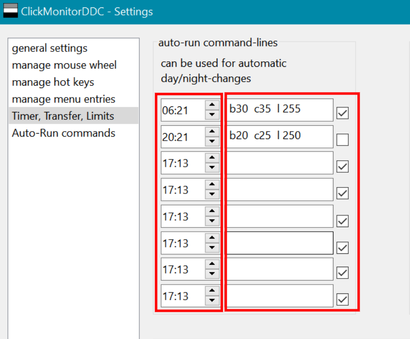 clickmonitorddc time of day automation settings