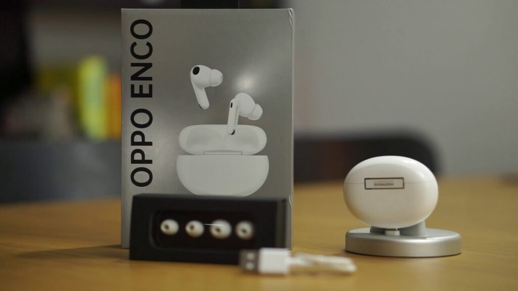 Oppo Enco X2 headphones in a case