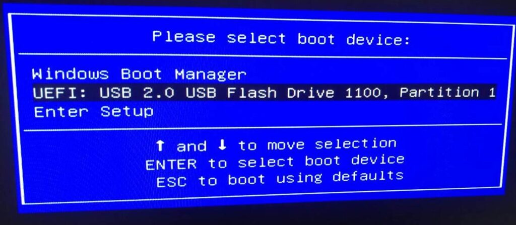 How to boot from a USB stick