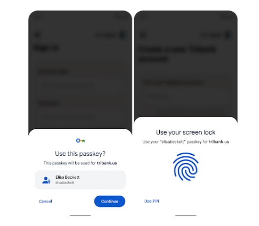 Scan your fingerprint, face, or screen unlock - passkeys android