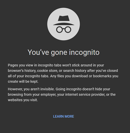 incognito mode makes browsing data disappear
