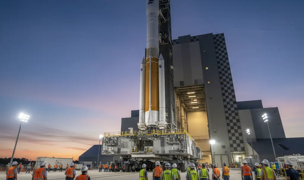 Image showing Artemis II SLS Orion Rollback to VAB