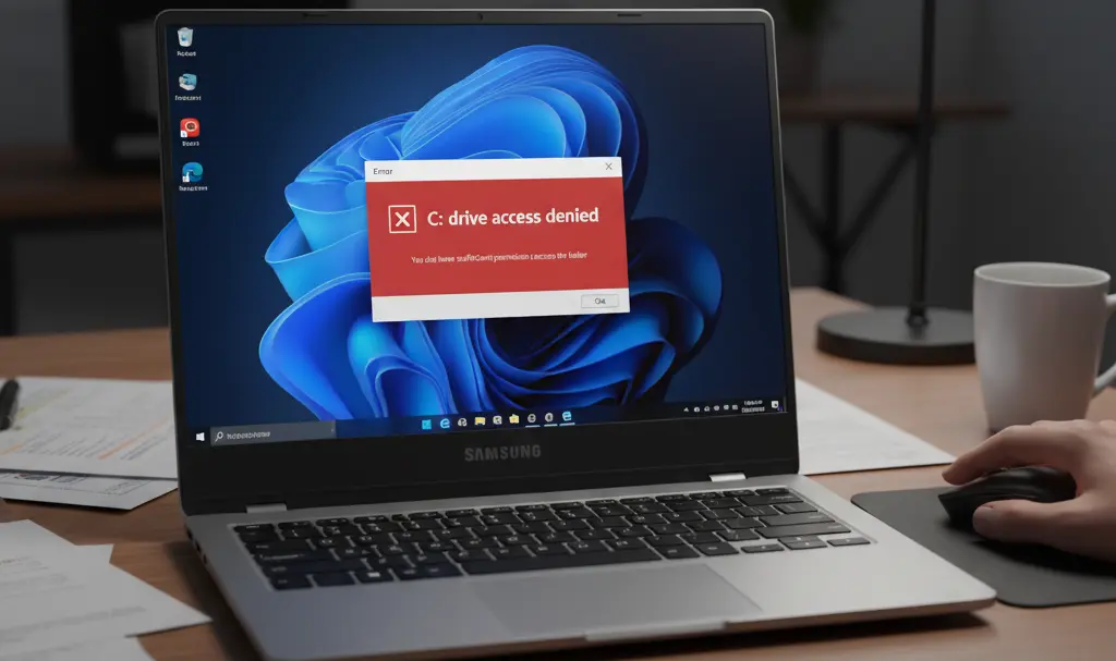 Image showing Windows 11 C Drive Access Error Samsung Laptop