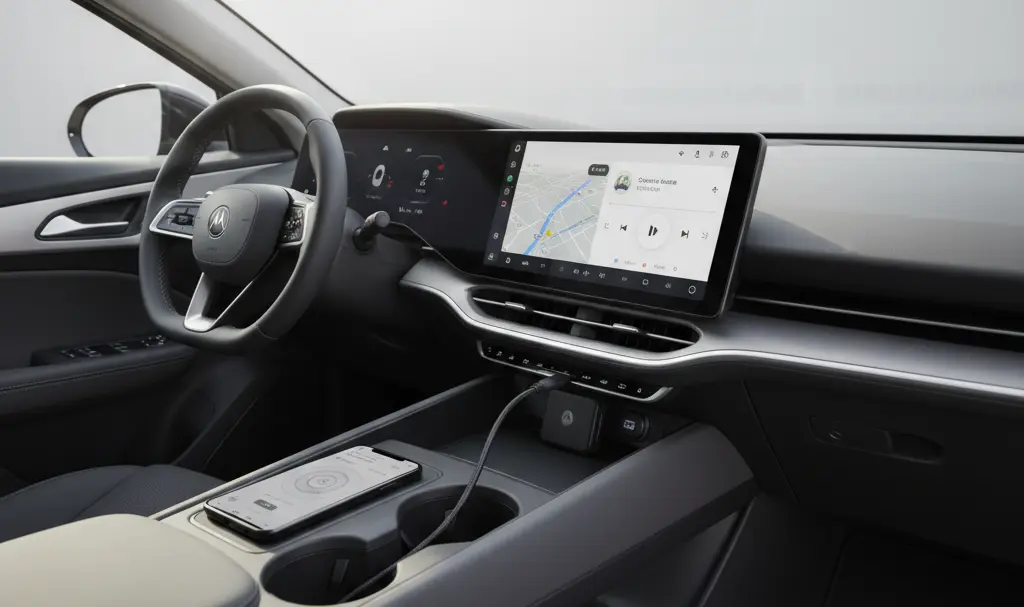 Image showing Motorola MA2 Wireless Android Auto Adapter in Car