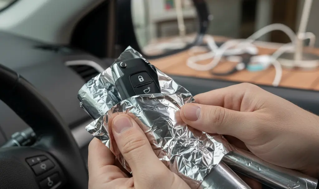 Image showing Key Fob Wrapped in Aluminum Foil