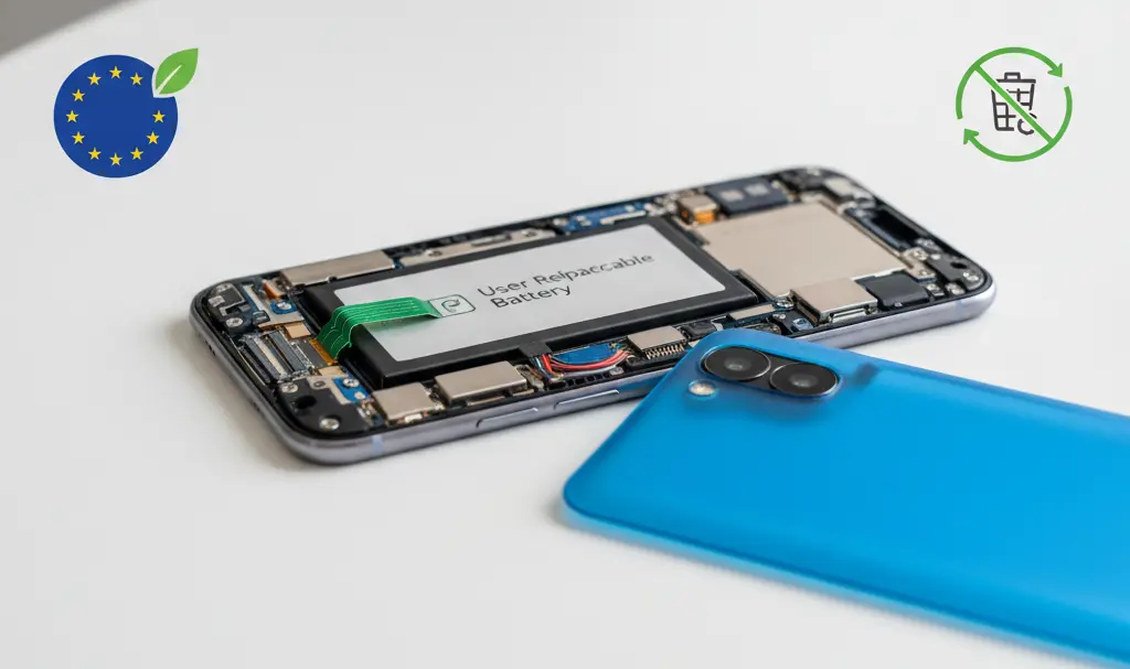 Image showing User-Replaceable Battery in a Smartphone