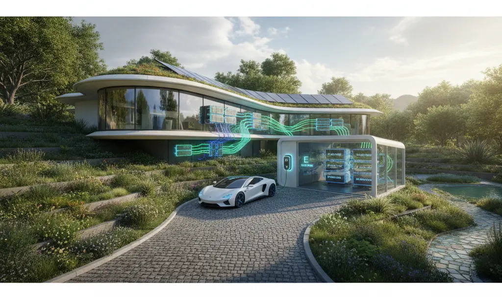 Image showing Sustainable Home Powered by Repurposed Laptop Batteries and Solar