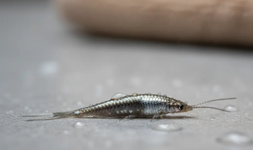 Image showing Silverfish on Damp Bathroom Tile