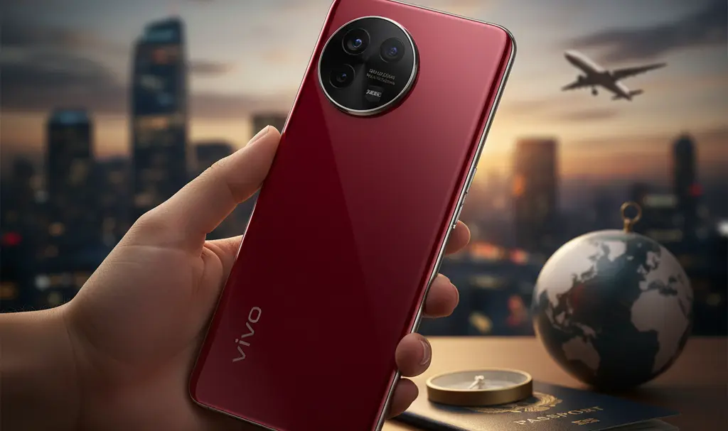 Image showing Vivo V70 Passion Red with ZEISS Camera