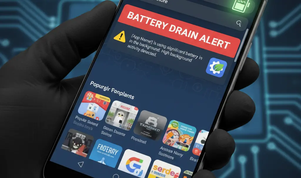 Image showing Google Play Store Battery Warning