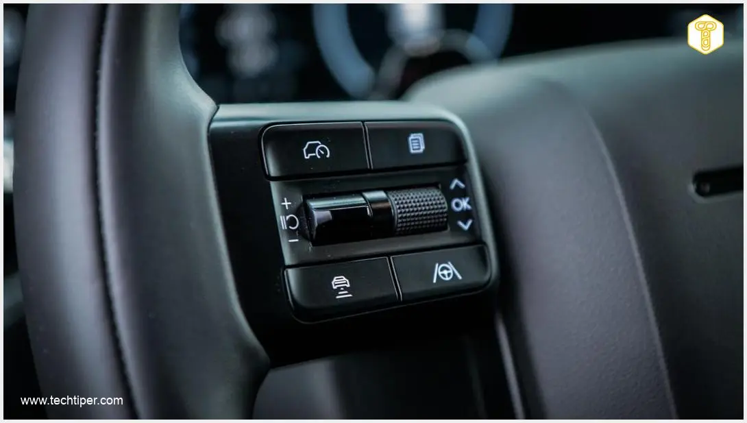 Image showing Modern car dashboard with adaptive cruise control icon