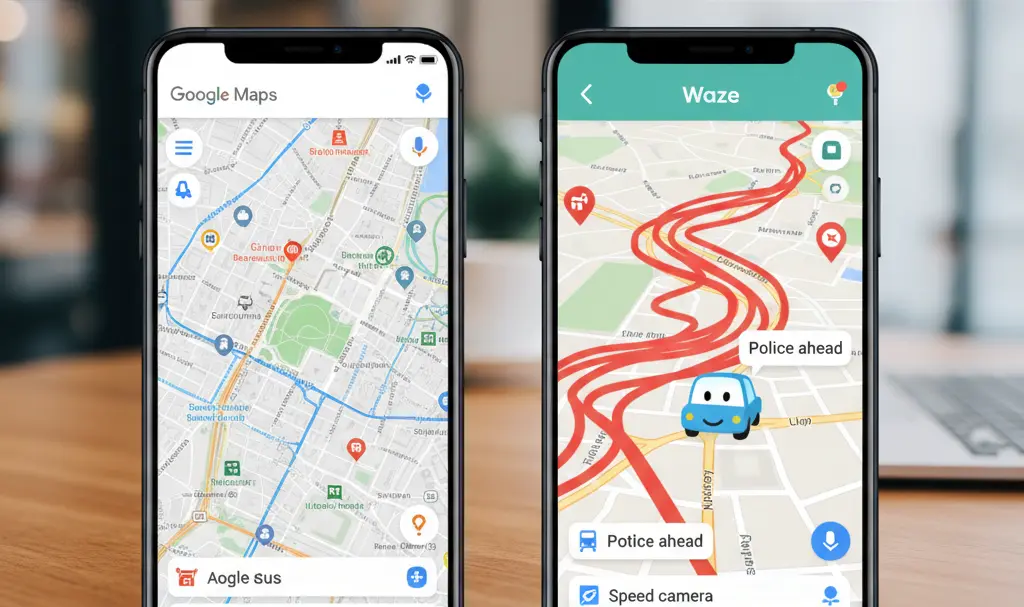 Image showing Google Maps vs Waze navigation comparison