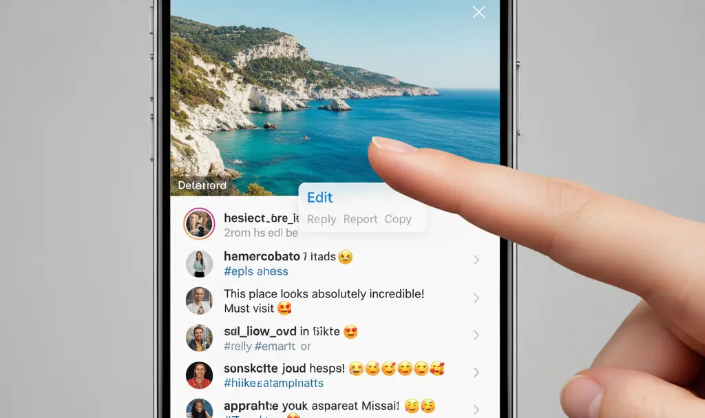 Image showing Editing an Instagram comment on a smartphone