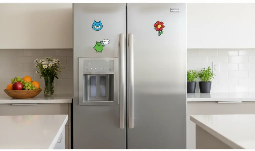 Image showing Refrigerator Magnets on a Modern Fridge