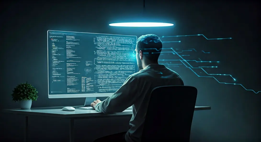 Image showing Programmer using AI for coding