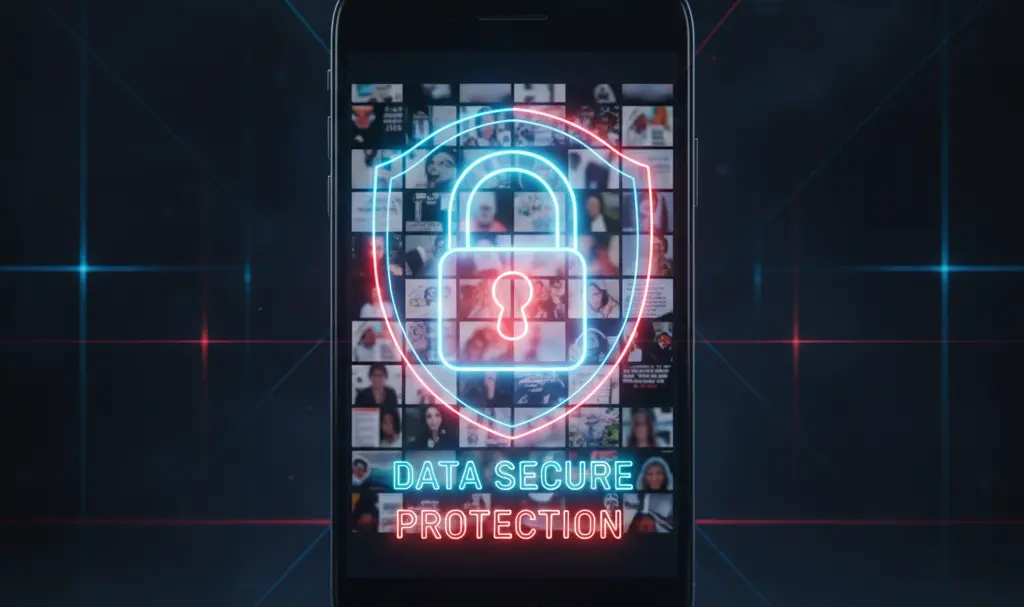 Image showing Smartphone photo gallery privacy and cybersecurity concept