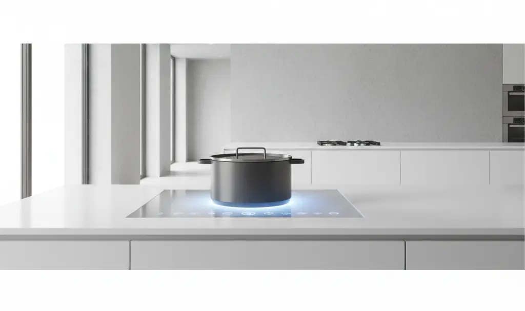 Image showing invisible-induction-countertop-modern-kitchen