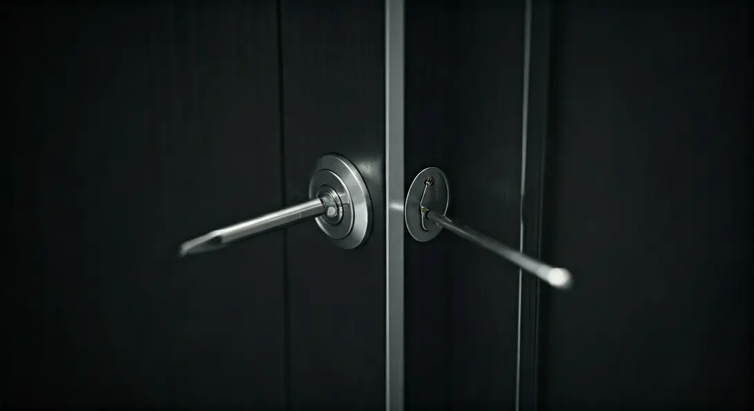 Image showing Burglar Attempting to Pick a Lock with Key Inside