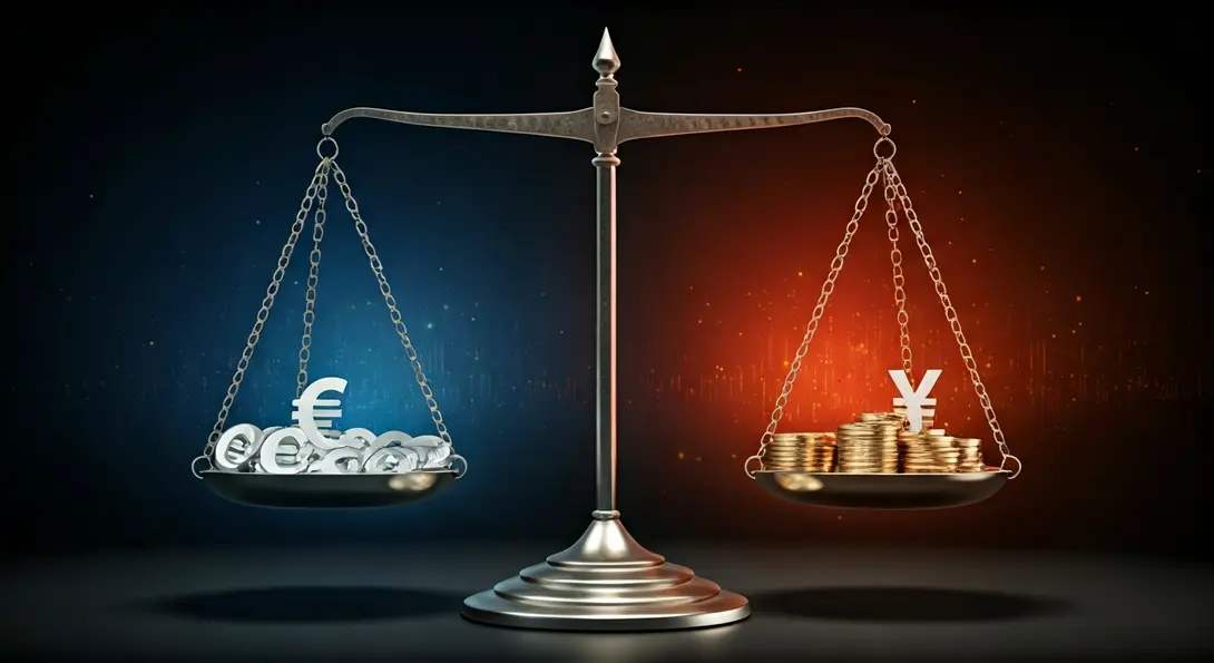 Image showing Economic Weighing Scale: Europe vs. China Trade Policy