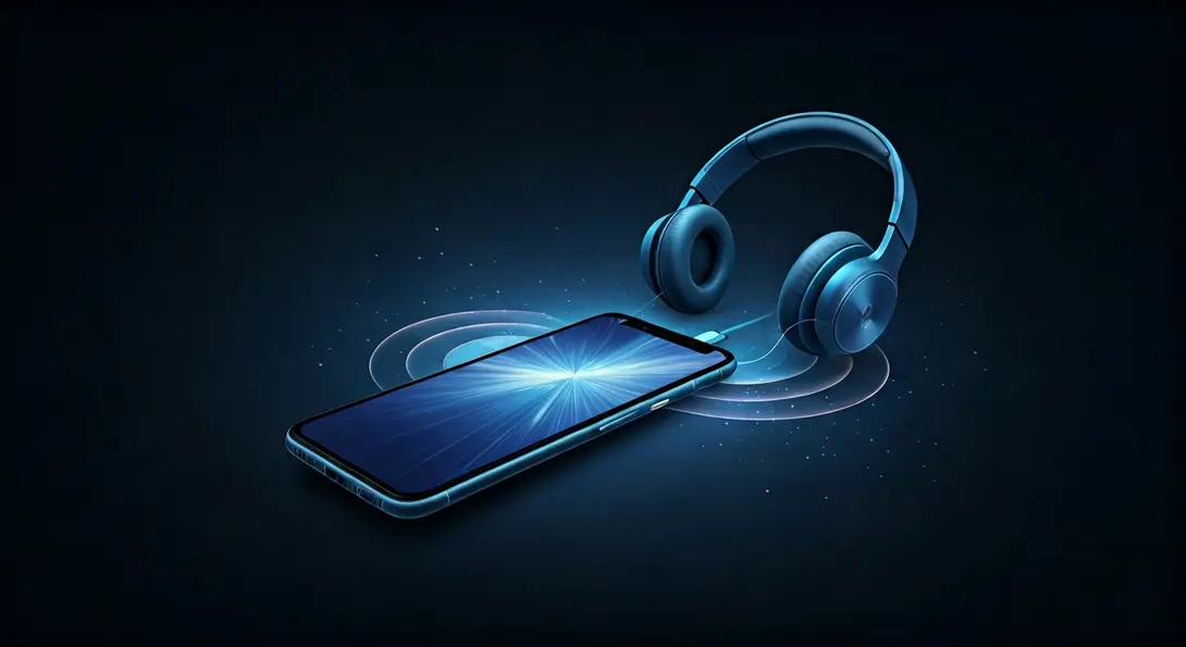 Image showing Pixel Phone with Bluetooth Headphones Illustrating High-Quality Audio