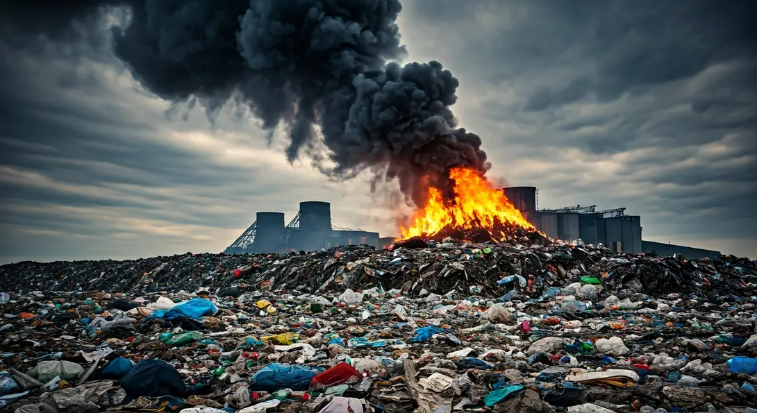 Image showing Recycling Illusion - Global Waste Burning