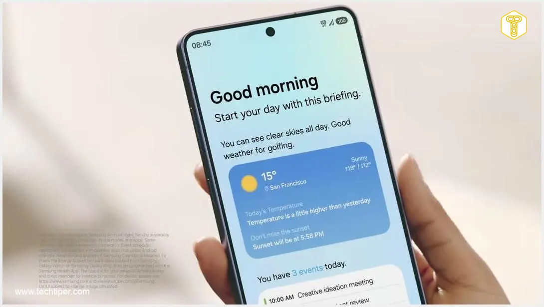 Image showing Samsung Galaxy phone screen with subtle blinking dot