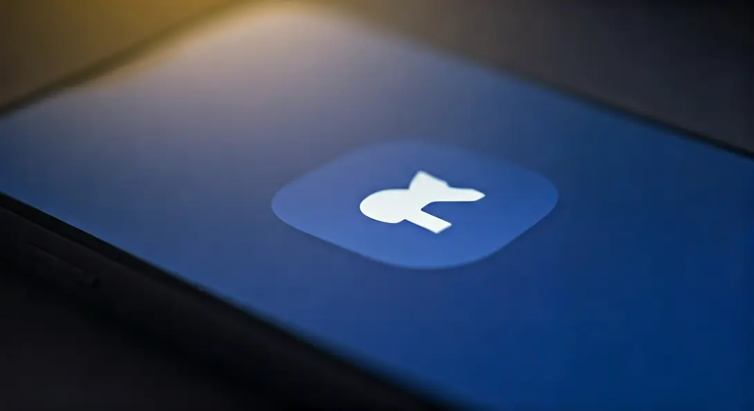 Image showing Smartphone displaying a muted Facebook notification icon
