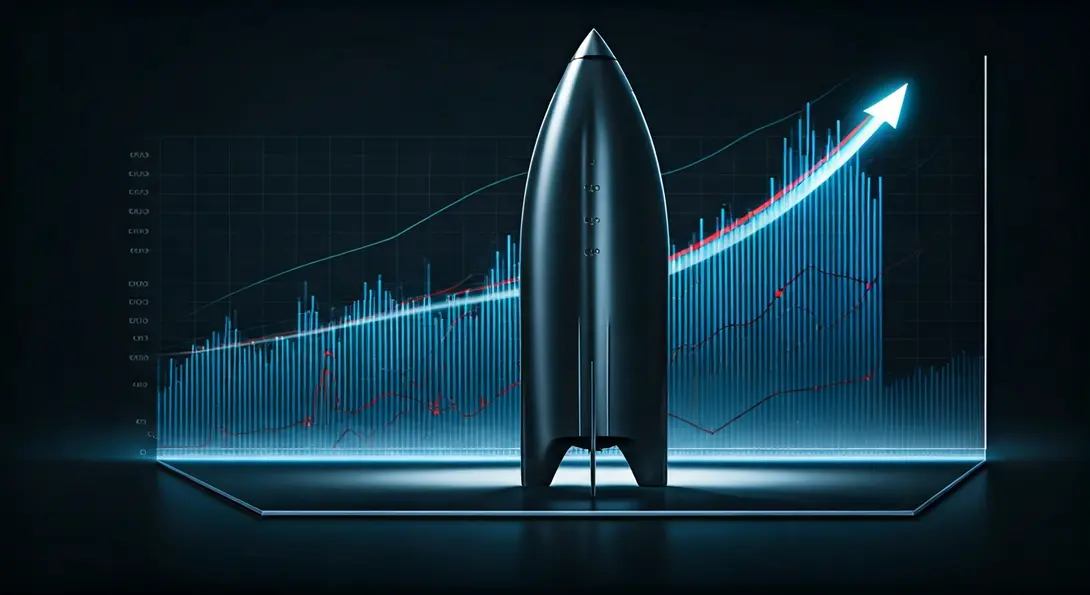Image showing SpaceX IPO Rocket Launch with Stock Market Graph