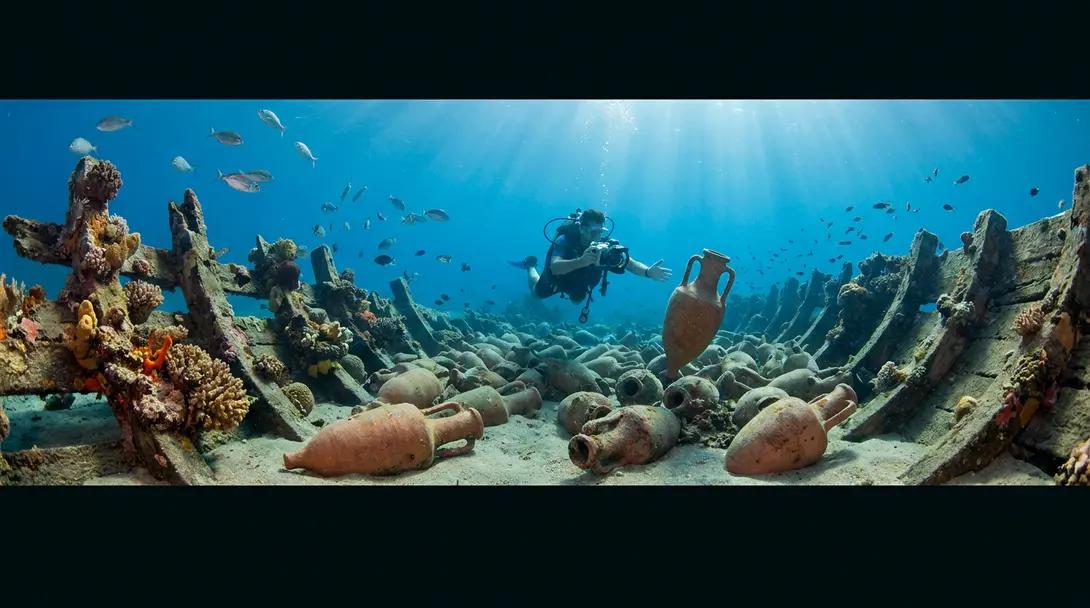 Image showing Ancient Greek Shipwreck with Amphorae off Calabria