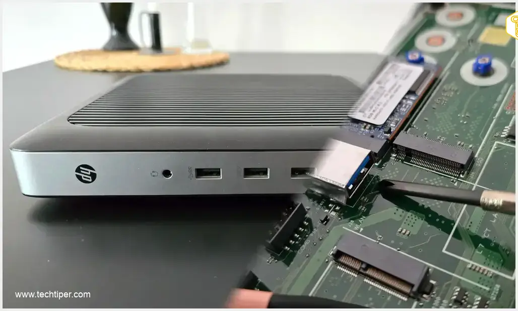 Image showing Home NAS setup with thin client and drives