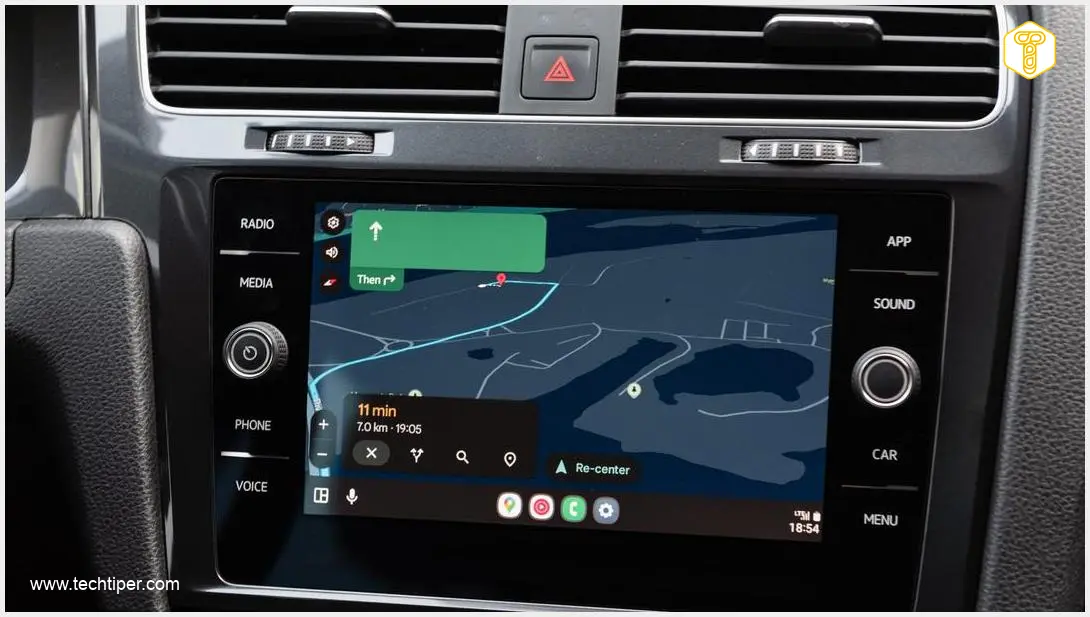 Image showing Android Auto Google Maps Intersection Warning