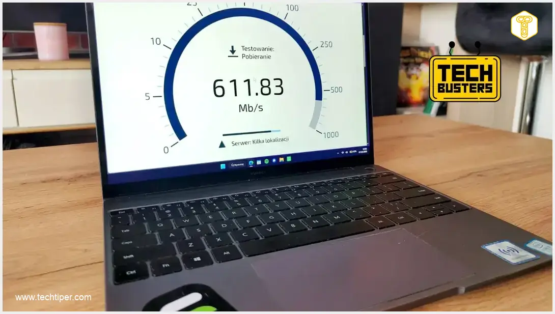 Image showing Laptop with Wi-Fi signal waves